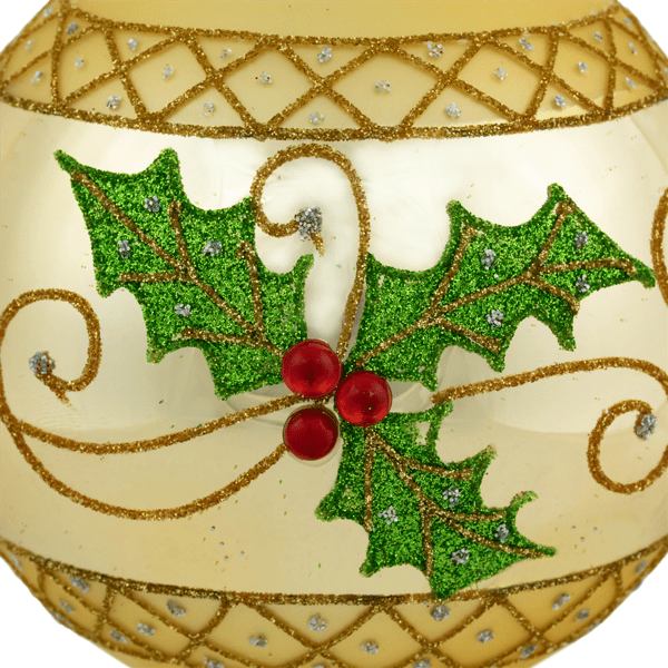 Northlight 2pk. Holly & Berries Christmas Glass Ball Ornaments