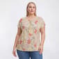 Plus Size Emily Daniels Short Sleeve Henley Disco Floral Blouse - image 1