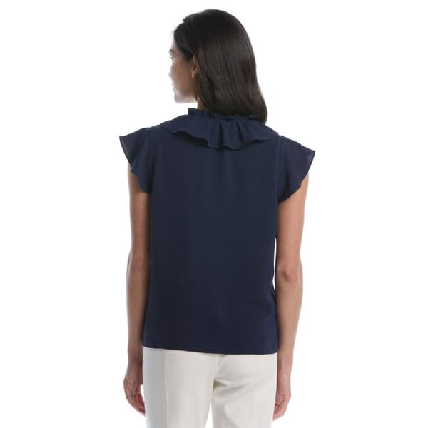 Womens Rafaella® Cap Sleeve Cascade Ruffle Front Blouse