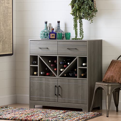 South Shore Vietti Bar Cabinet with Bottle Storage & Drawers - image 