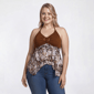 Juniors Plus Eye Candy Zebra Printed Mesh Halter Top With Ring - image 1