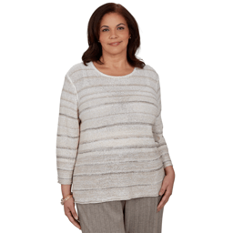 Plus Size Alfred Dunner Regent Street Sequin Stripe Sweater