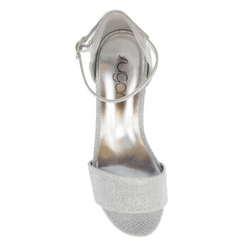 Womens Sugar Noelle Low Block Heel Slingback Sandals - Silver - Boscov's