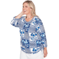 Plus Size Alfred Dunner Mykonos Floral Ruched Side Tie Blouse - image 3
