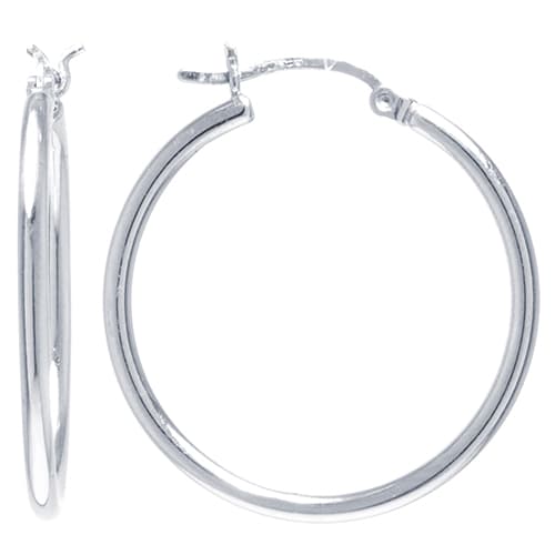 Fine Silver Plated Classic 30mm Hoop Earrings - image 