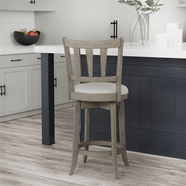 HH2 Home Presque Isle Grey Wood Counter Height Swivel Stool