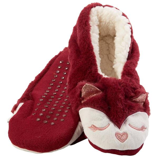 Womens Capelli New York Fox Faux Fur Pull On Slipper Socks - image 