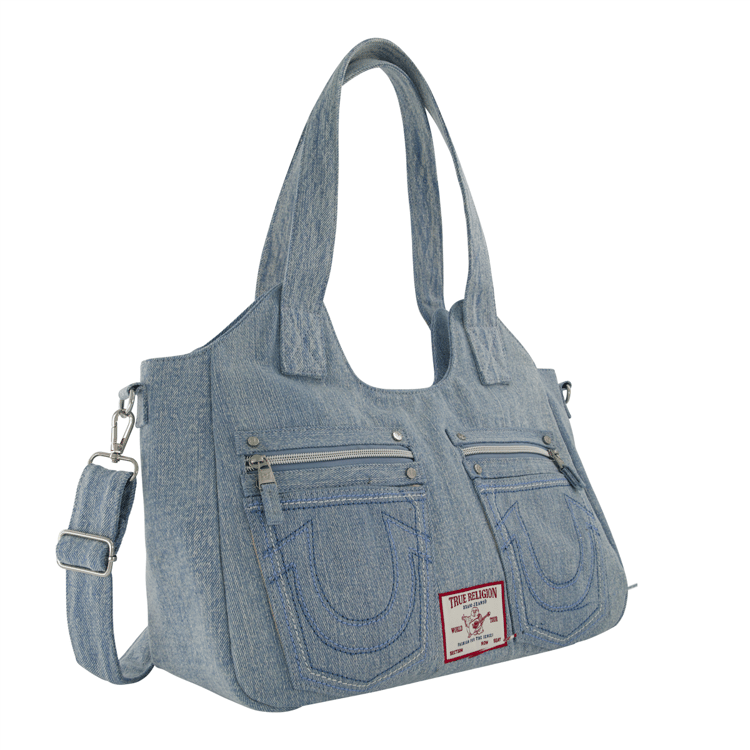 True Religion Horseshoe Stitch Denim Satchel