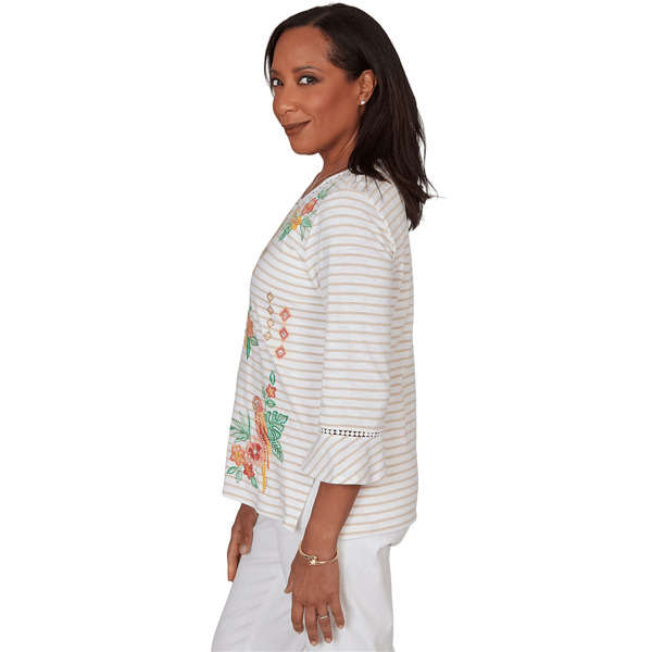 Womens Alfred Dunner Resort Living Tropical Stripe Blouse