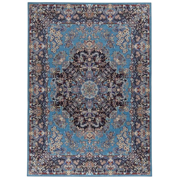 Linon Emerald Collection Blue Area Rug - 6x9 - image 