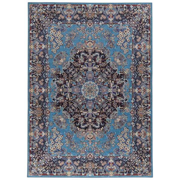 Linon Emerald Collection Blue Area Rug - 6x9 - image 