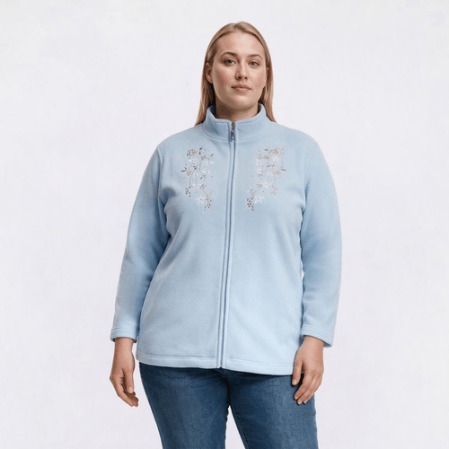 Plus Size Hasting & Smith Long Sleeve Floral Fleece Jacket