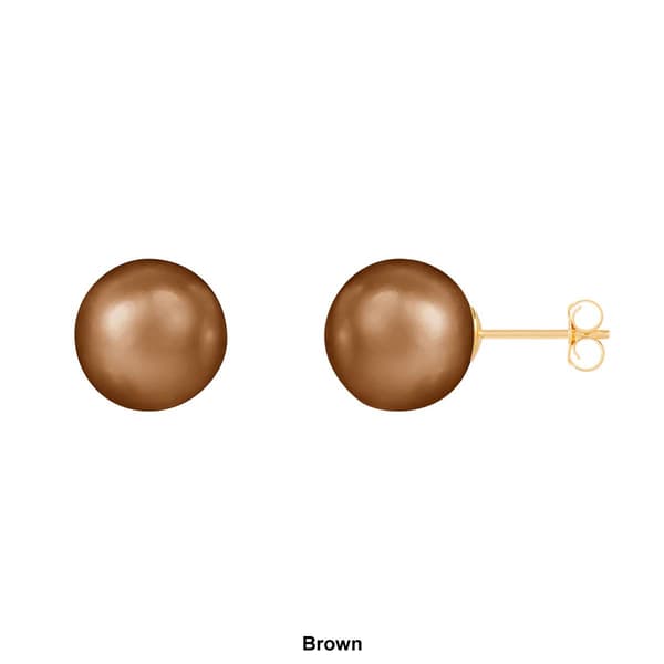 Splendid Pearls 14kt. Gold 10mm Round Pearl Stud Earrings