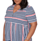 Plus Size Alfred Dunner Port Side V Neck Splice Stripe Blouse - image 5