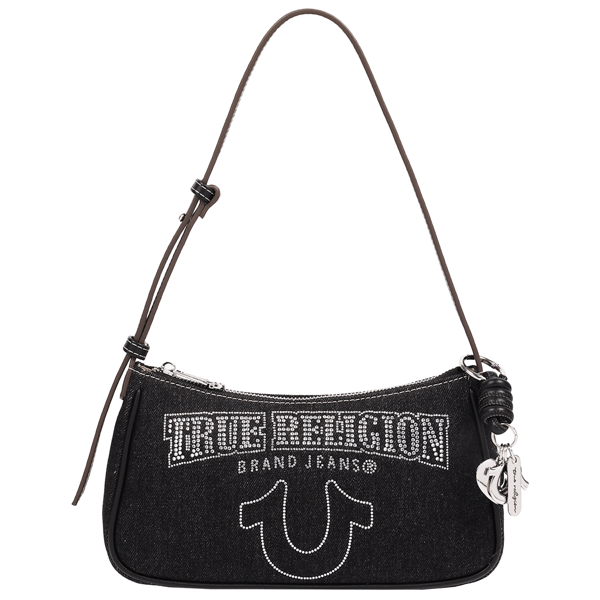True Religion Bling Logo Denim Shoulder Bag - image 