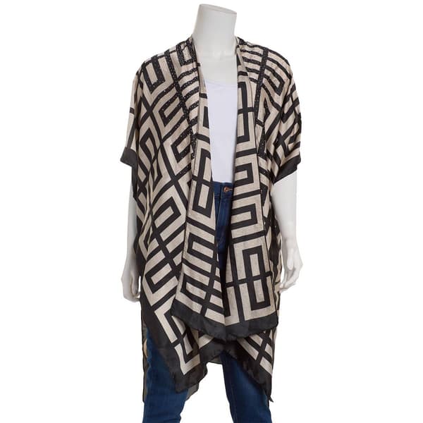 Womens Adrienne Vittadini 2pc. Stoned Kimono & Hat Set