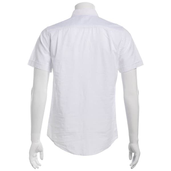 Mens IZOD® Solid Chambray Short Sleeve Button Down Shirt - White