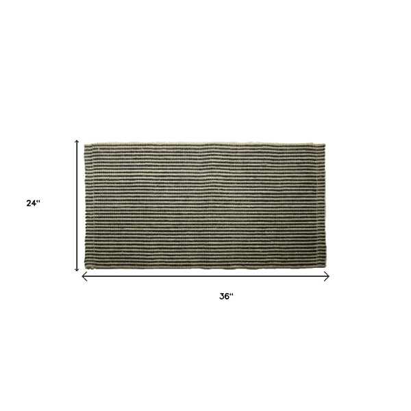 HomeRoots Black & Brown Jute Striped Hand Woven Accent Rug