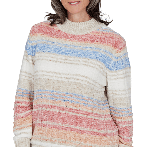 Petite Alfred Dunner Sunset Ridge Space Dye Stripe Sweater