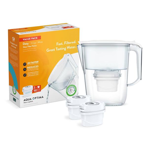 Aqua Optima Daisy Water Filter Pitcher Set w/ 3 Evolve+ Filters - image 