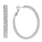 Fine Silver Plated 30mm Crystal Hoop Earrings - image 1