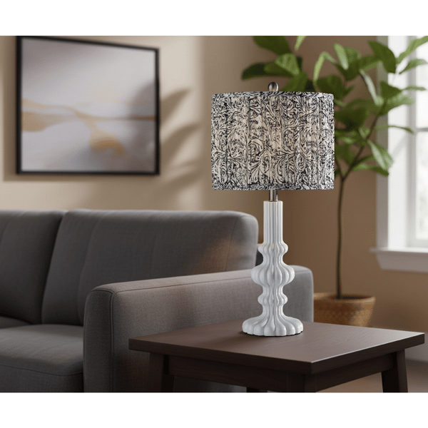 Adesso Ambrose Large Table Lamp with Pleated Navy/White Shade