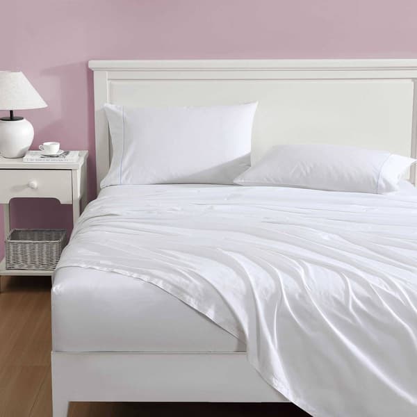 Laura Ashley Scallop Embroidered 100% Cotton Sheet Set