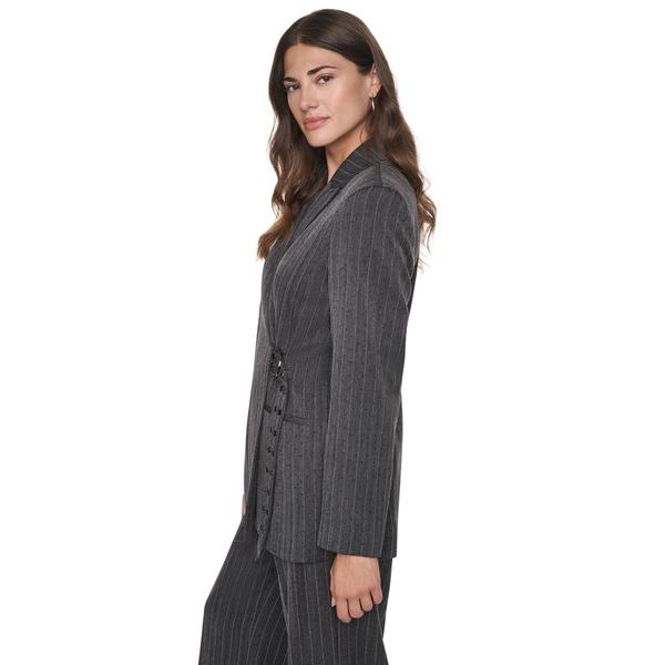 Womens DKNY Long Sleeve Sparkle Pinstripe Blazer