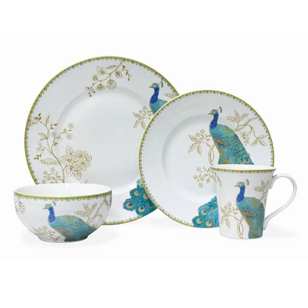 222 Fifth Peacock Garden White 16pc. Dinnerware Set - image 