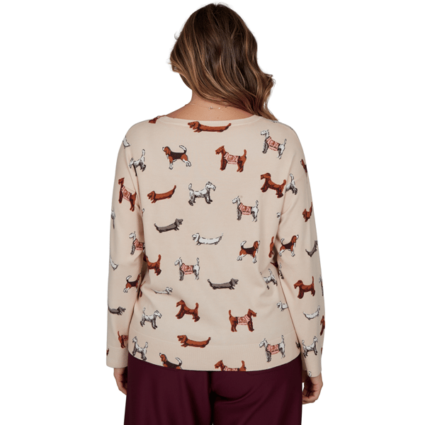 Plus Size Ruby Rd. English Countryside All Over Dog Sweater