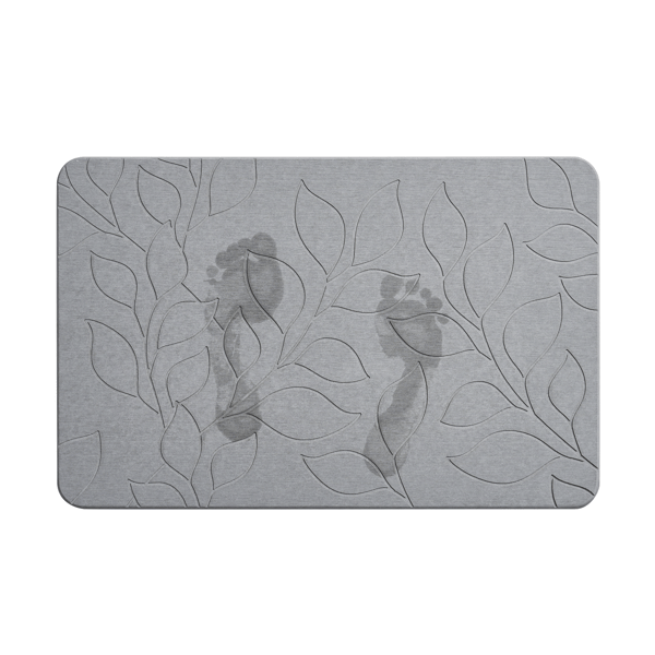 VCNY Home Grey Carved Leaves Diatomite Stone Bath Mat