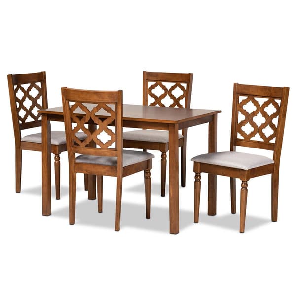 Baxton Studio Ramiro Grey/Walnut Brown Wood 5pc. Dining Set