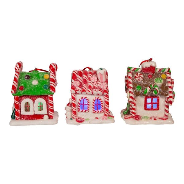 Kurt Adler 3.5in. LED Gingerbread Candy House Set of 3