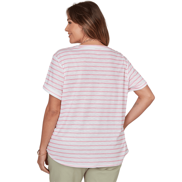 Plus Size Hearts of Palm Bloom Service Tropical Stripe Blouse