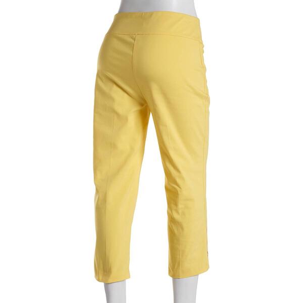 Womens Zac & Rachel Grommet Trim Crop Solid Millenium Pants