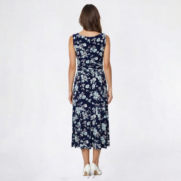 Womens Connected Apparel Sleeveless Ruched Waist Midi Dress