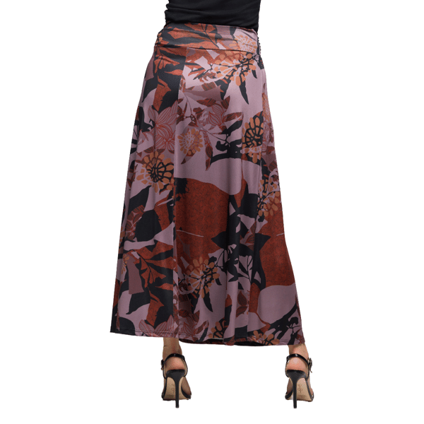 Womens 24/7 Comfort Apparel Fall Floral Maxi Skirt with Buckle