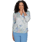 Petite Alfred Dunner Provence Floral Marled Henley Blouse - image 1