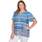 Plus Size Ruby Rd. Tinted Tides Motif Stripe Embroidered Blouse - image 3