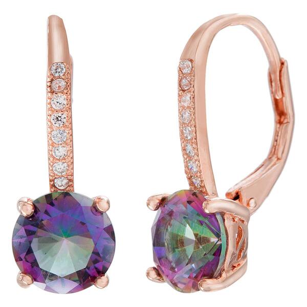 Lumineux Rose Gold Sterling Silver Mystic Round Earrings - image 