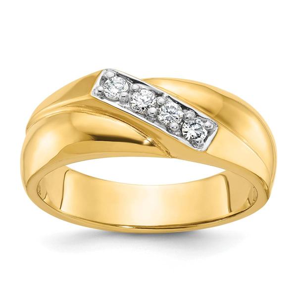 Mens Gentlemens Classics(tm) 14kt. Gold 1/5ct. Diagonal Diamond Ring - image 