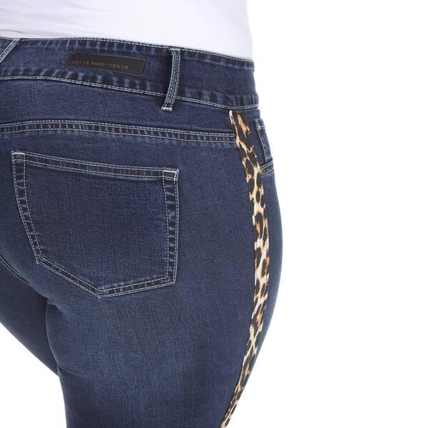 Plus Size White Mark&#174; Cheetah Panel Denim Jeans