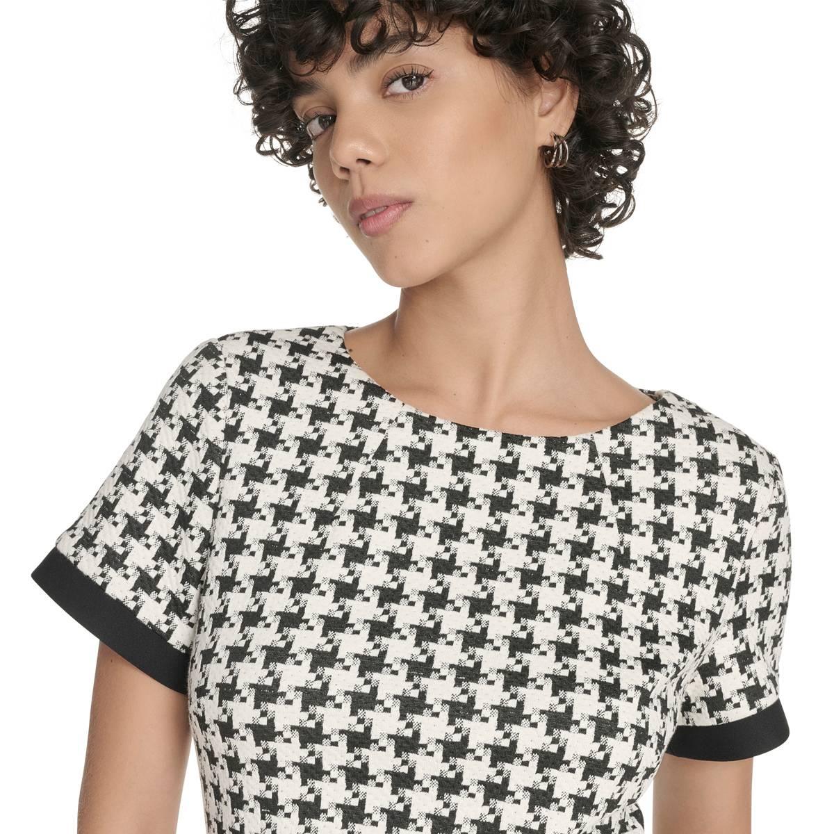Womens Tommy Hilfiger Short Sleeve Houndstooth Knit Dress