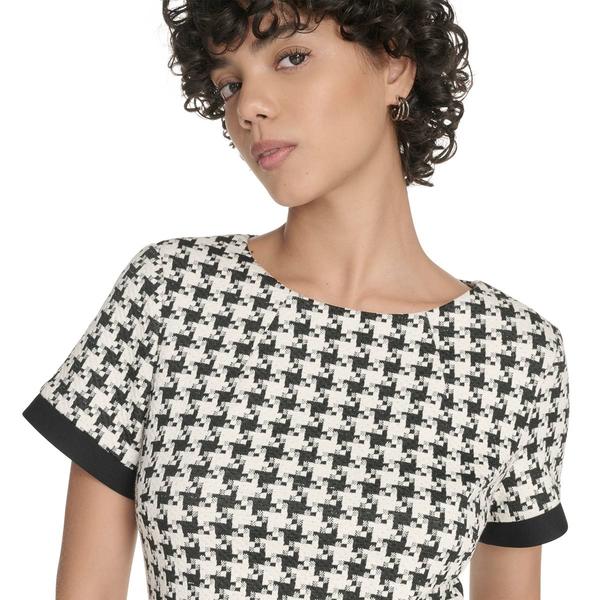 Womens Tommy Hilfiger Short Sleeve Houndstooth Knit Dress