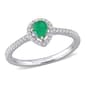 Gemstones Classics(tm) 14kt. 2-Tone White Gold Emerald Halo Ring - image 1