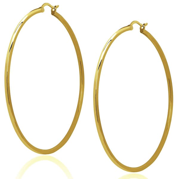 Gianni Argento 43mm Thin Gold Plated Shiny Hoop Earrings - image 