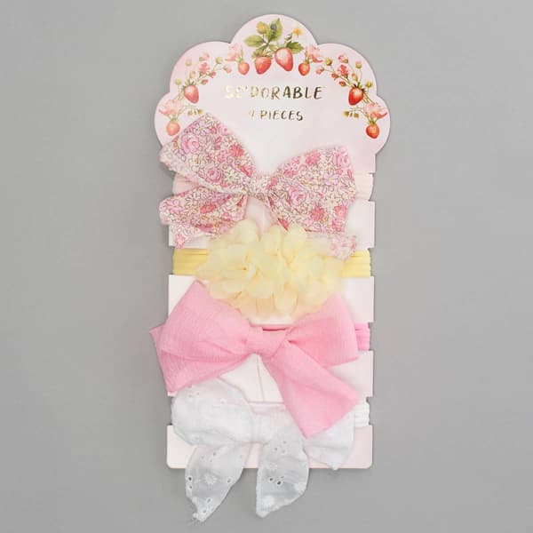 Baby Girl so''dorable(R) 4pc. Oversized Floral & Eyelet Headwraps - image 
