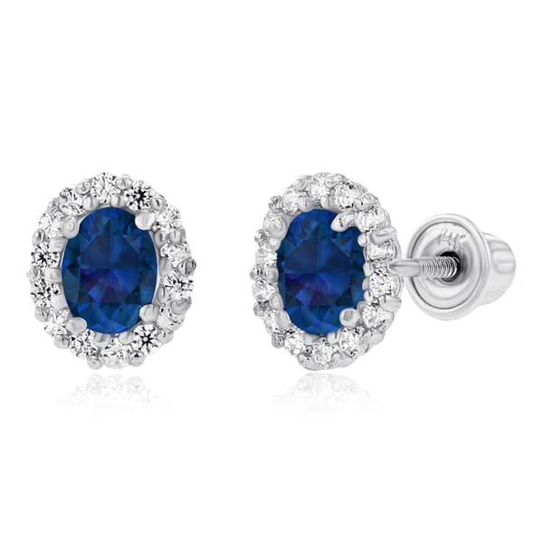 Gemstone Classics(tm) White Gold Blue Sapphire Oval Earrings - image 