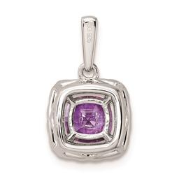Pure Fire 14kt. White Gold Lab Amethyst Halo Pendant