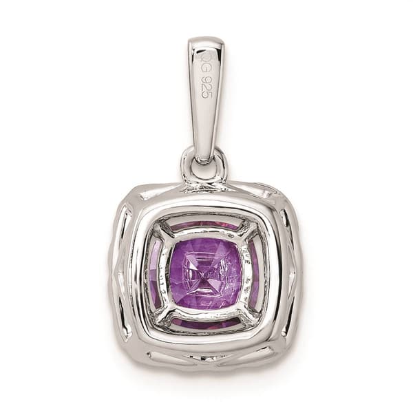 Pure Fire 14kt. White Gold Lab Amethyst Halo Pendant